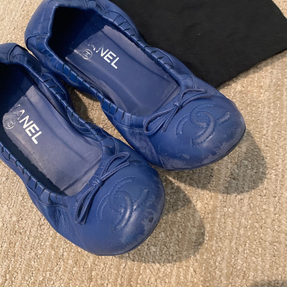 Chanel blue leather ballerina flats size 38 - Picture 8 of 12